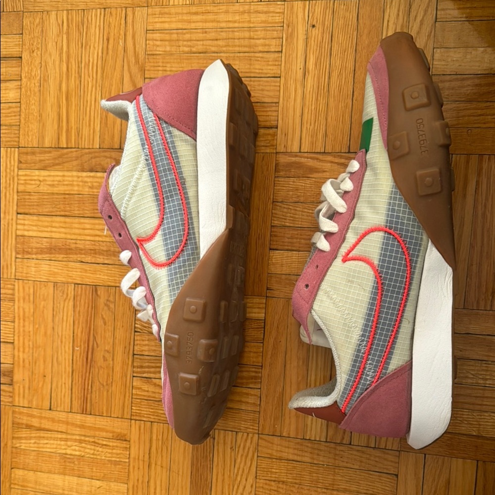 Pink and White Sneakers with Gum Sole